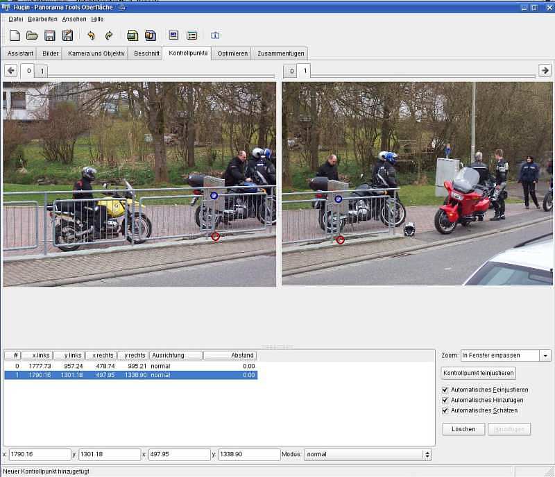 Hugin Panorama Kontrollpunkte setzen